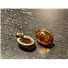 Image 2 : Vintage Amber Resin Earrings et in Sterling Silver - For Pierced Ears - Earrings are 6.5mm x 11.5mm 