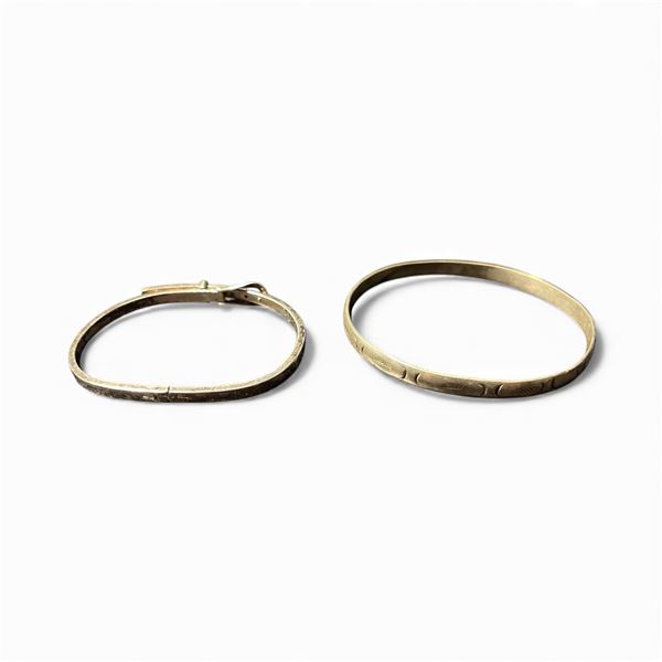 2 Silver Bangle Bracelets Stamped .925 Mexico - Total weight: 28.5 grams