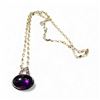 Image 1 : Sterling Silver Amethyst Cabochon Pendant on 16" Sterling Chain - Pendant is 9mm x 15mm x 20mm