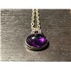 Image 2 : Sterling Silver Amethyst Cabochon Pendant on 16" Sterling Chain - Pendant is 9mm x 15mm x 20mm