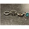 Image 2 : 8 Sterling Silver Size 4, 5 and 6 Rings - Variety of designs - Total weight including gems:  27.5 gr