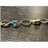 Image 3 : 8 Sterling Silver Size 4, 5 and 6 Rings - Variety of designs - Total weight including gems:  27.5 gr