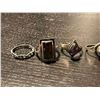 Image 2 : 8 Sterling Silver Size 8 Rings - Variety of designs - Total weight including gems:  32 grams