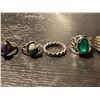Image 3 : 8 Sterling Silver Size 8 Rings - Variety of designs - Total weight including gems:  32 grams
