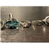 Image 3 : 8 Sterling Silver Size 7 Rings - Variety of designs - Total weight including gems: 45 grams