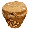Image 3 : Vintage Oval Handwoven Basket - Geometric Diamond Pattern