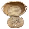 Image 4 : Vintage Oval Handwoven Basket - Geometric Diamond Pattern