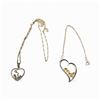 Image 1 : 2  Sterling Silver Heart Necklaces - Heart with Citrine Gems on 16" Chain and Heart with Faceted Hem