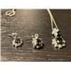 Image 2 : Sterling Silver Black Alaska Diamond Necklace and Earring Set - 17" Chain - Pendant gemstone is 5.7m