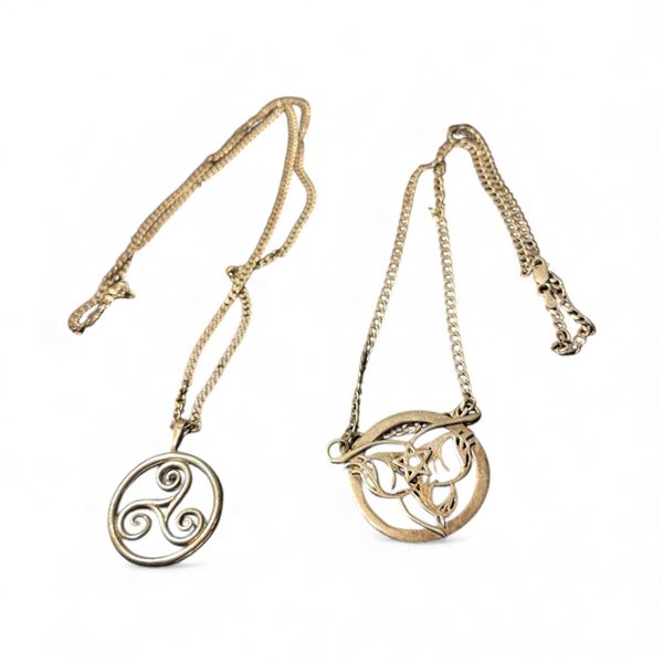 2 Sterling Silver Occult Themed Necklaces - Total weight: 28 grams