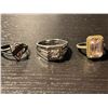 Image 4 : 6 Sterling Silver Rings - Variety of sizes and styles - Total weight including gems: 26 grams