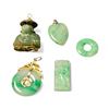 Image 1 : 5 Jade Jewelry Pieces - 1" Buddha, 1" Pendant, Heart Pendant and 2 loose jade pieces