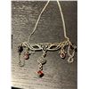 Image 4 : Vintage Sterling Silver Thimble & Sterling Necklace with Garnets - Total weight: