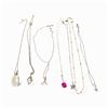 Image 1 : 7 Sterling Silver Necklaces - Variety of pendant materials - Total weight including gems & enamel: 3