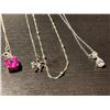 Image 5 : 7 Sterling Silver Necklaces - Variety of pendant materials - Total weight including gems & enamel: 3