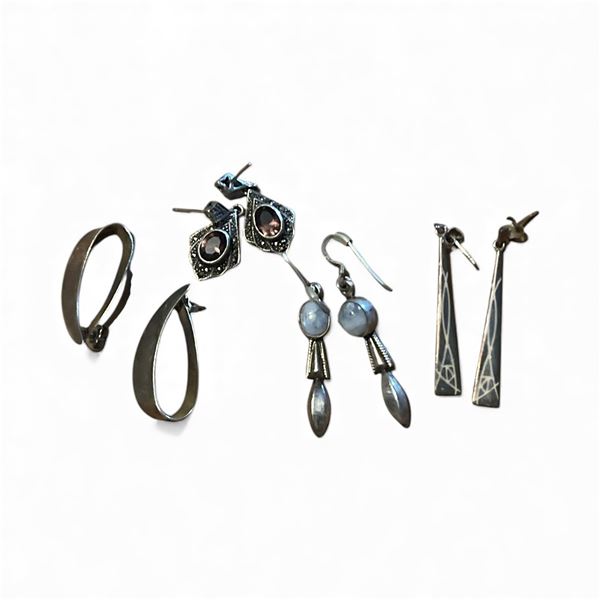4 Pairs of Sterling Silver Earring for Pierced Ears
