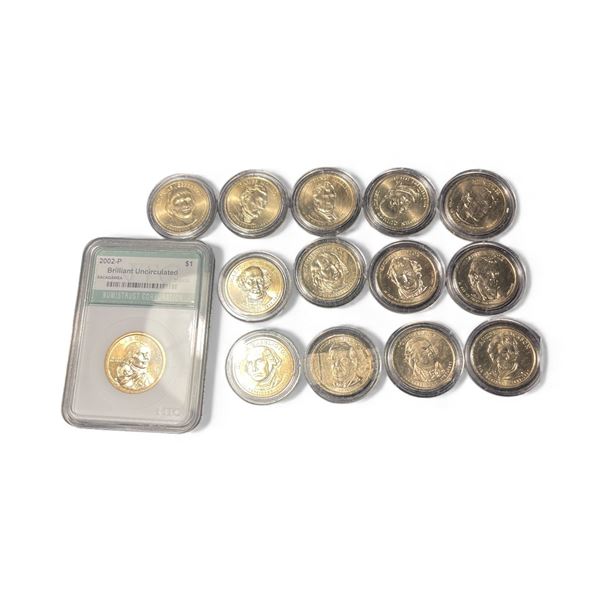14 USA Plated $1 Coins (Including a graded Sacagawea dollar)