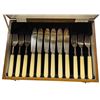 Image 2 : Bone Handled Antique Fish Knives and Fork Set with Serving Pieces - 6 Place settings in fitted wood 