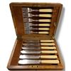 Image 1 : Antique F. C. & Co. Electroplated Fish Knives and Forks Set - 6 Place settings in fitted wood case