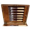 Image 3 : Antique F. C. & Co. Electroplated Fish Knives and Forks Set - 6 Place settings in fitted wood case