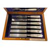Image 2 : Antique Henry Birks Fish Knives and Forks Set - Pearloid Handles with Monogram - 6 Place setting in 