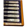 Image 4 : Antique Henry Birks Fish Knives and Forks Set - Pearloid Handles with Monogram - 6 Place setting in 