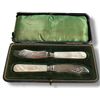 Image 1 : Antique Set of 2 Electroplated Knives with 3" Blades and Pearloid Handles in Fitted Case