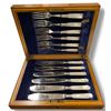 Image 1 : Antique  Birks Fish Knives and Forks Set - Pearloid Handles with Silver Plated Blades - 6 Place sett