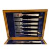 Image 3 : Antique  Birks Fish Knives and Forks Set - Pearloid Handles with Silver Plated Blades - 6 Place sett