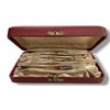 Image 1 : Antique Set of 6 Silver Plated Dinner Knives with Pearloid Handles in Fitted Case