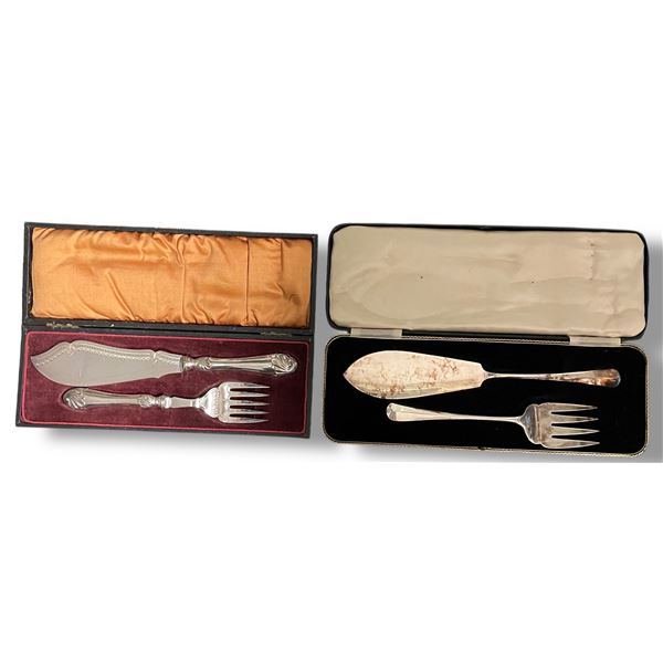 Antique Silver Plated Dessert Serving Set in Fitted Case