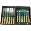 Image 1 : Antique Silver Plated Forks & Knives Set with Faux Bone Handles in Fitted Case