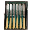 Image 2 : Antique Silver Plated Forks & Knives Set with Faux Bone Handles in Fitted Case