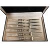 Image 3 : Antique Pearloid Handled Dessert Forks & Knives Set - Silver Plated in Fitted Case