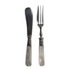 Image 4 : Antique Pearloid Handled Dessert Forks & Knives Set - Silver Plated in Fitted Case