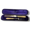 Image 1 : Antique Silver Plated Serving Knife & Fork with Faux Bone Handles - A hairline crack in one handle