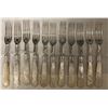 Image 1 : 11 Antique Silver Plated Dinner Forks with Pearloid Handles