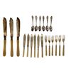 Image 1 : Group of Vintage Silver Plated Flatware - 6 Faux Bone Handled Knives & Forks, 3 Large Knives & 6 Rog