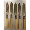 Image 2 : Group of Vintage Faux Bone Handled Flatware - Pie Server, Dessert Knife, and 6 Assorted Knives