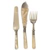 Image 2 : Antique Set of Pearloid Handled Flatware with Serving Pieces