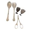 Image 4 : Group of Silver Plated Serving Pieces - Cake Cutters, Grape Scissors, Dessert Forks, Salad Servers a
