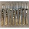 Image 4 : 28 Antique Mother‑of‑Pearl Handled Flatware Lot, Includes Engraved Fish Knives, Kn