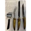 Image 2 : Vintage English Cutlery Group - Crown Sheffield Carving Set, Fish Knives & Forks, and Meat Tenderize