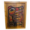 Image 1 : Indigenous First Nation Pacific Art - Carved And Painted Wooden Panel Signed By Joe Mosney
