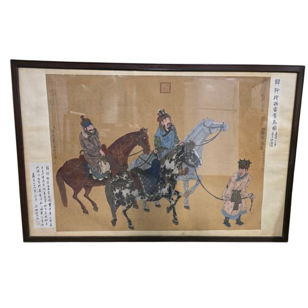 Framed Replica Of Chinese Scroll Painting "Wen Ji Returning to Han"