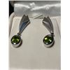Image 2 : Sterling Silver  Peridot  Drop  Earrings with Post and Butterfly Backs - 1.5" Long