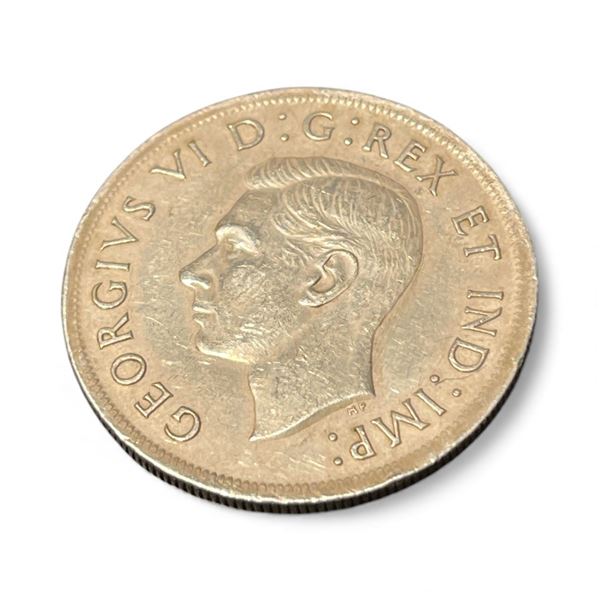 1939 Canadian Silver Dollar Coin - .800 Silver - Circulated