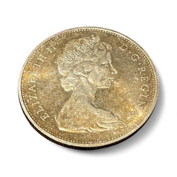 1965 Canadian Silver Dollar Coin - .800 Silver - Circulated
