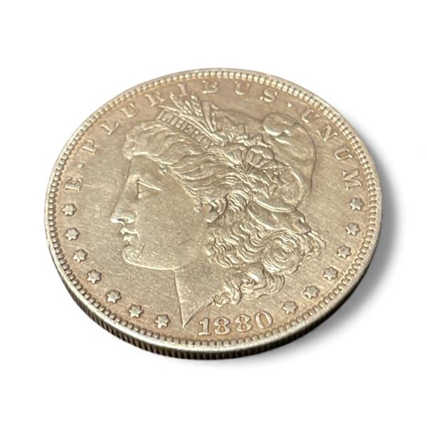 1880 US Morgan Silver Dollar Coin - .900 Silver - No Mint Mark - Circulated