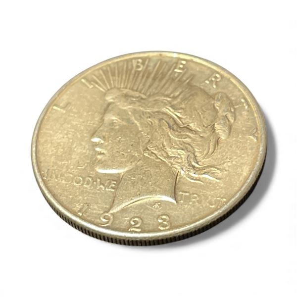1923 US Peace Silver Dollar Coin - .900 Silver - No Mint Mark - Circulated